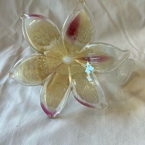 Hand Blown Glass Lily Flower with Curled Stem